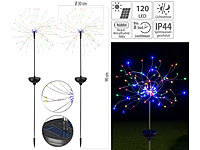 Lunartec 2er-Set Garten-Solar-Lichtdekos mit Feuerwerk-Effekt, 120 LEDs, IP44; LED-Solar-Wegeleuchten 
