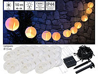 Lunartec Solar-LED-Lichterkette, warmweiß, mit 50 weißen Lampions, 10 m, IP44; LED-Solar-Wegeleuchten LED-Solar-Wegeleuchten 