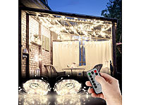 Lunartec 2er-Set Outdoor-Lichtervorhänge, 300 LEDs, Fernbedienung, 3x3 m, weiß