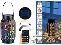 Lunartec Smarte Solar-Laterne aus Metall mit RGB-CCT-LEDs, App, Bluetooth, IP44; LED-Solar-Lichterketten (warmweiß) LED-Solar-Lichterketten (warmweiß) LED-Solar-Lichterketten (warmweiß) LED-Solar-Lichterketten (warmweiß) 