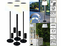 Lunartec 4er-Set Solar-LED-Tisch & Stehleuchte, Fernbedienung, CCT, 400 lm; Solar-Windlichter Solar-Windlichter Solar-Windlichter 