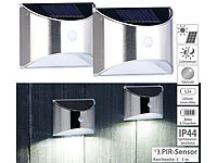 Lunartec 2er-Set Solar-LED-Wandleuchte mit PIR-Sensor, Edelstahl, 20 lm, IP44; LED-Panele LED-Panele LED-Panele LED-Panele 