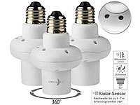 Lunartec 3er-Set Lampenfassungen E27 mit 360°-Mikrowellen-Radar-Bewegungsmelder; LED-Batterieleuchten mit Bewegungsmelder LED-Batterieleuchten mit Bewegungsmelder 