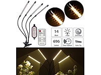 Lunartec 4-flammige Vollspektrum-LED-Pflanzenlampe, 360°-Schwanenhals, USB; LED-Spots GU5.3 (warmweiß), LED-Pflanzenwachstums-Streifen LED-Spots GU5.3 (warmweiß), LED-Pflanzenwachstums-Streifen 