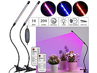 Lunartec 2er-Set LED-Pflanzenlampen, rot & blau, 360°-Schwanenhals, USB; Batterie-Wandleuchten mit Bewegungsmelder & Dämmerungssensoren Batterie-Wandleuchten mit Bewegungsmelder & Dämmerungssensoren 