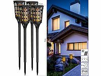 Lunartec 4er-Set LED-Solar-Gartenfackeln mit Flammen-Effekt und Akku, 78 cm