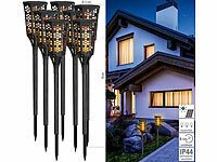 Lunartec 8er-Set LED-Solar-Gartenfackeln mit Flammen-Effekt und Akku, 78 cm