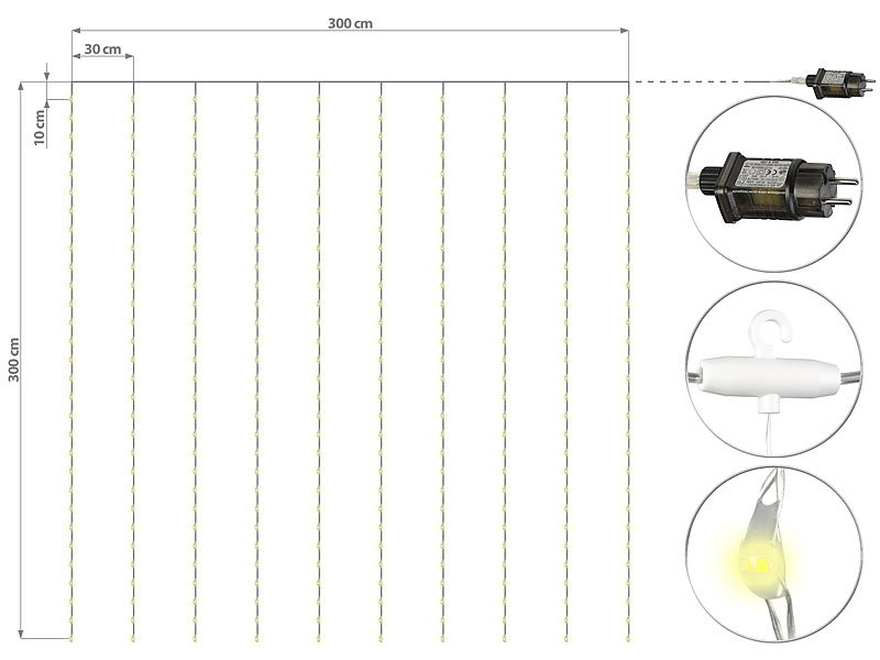 ; LED-Solar-Lichterketten (warmweiß), LED-Lichterketten für innen und außen 