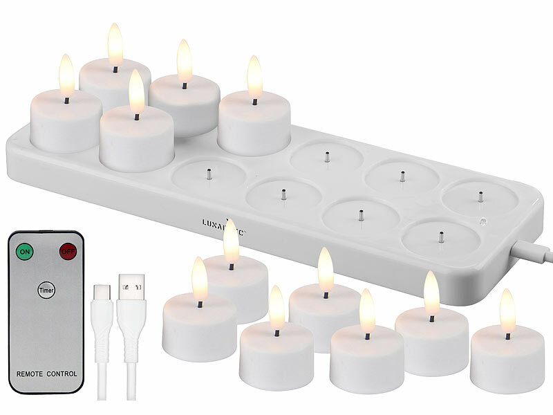 ; Akku-LED-Teelicht-Sets mit Ladestation Akku-LED-Teelicht-Sets mit Ladestation Akku-LED-Teelicht-Sets mit Ladestation 