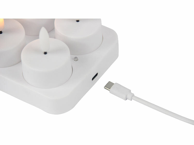 ; Akku-LED-Teelicht-Sets mit Ladestation Akku-LED-Teelicht-Sets mit Ladestation Akku-LED-Teelicht-Sets mit Ladestation 