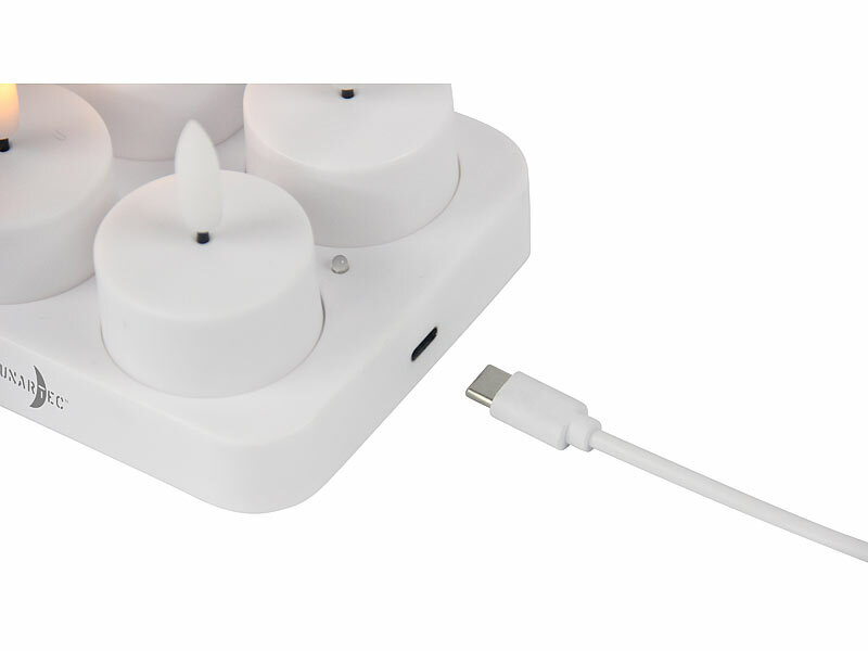 ; Akku-LED-Teelicht-Sets mit Ladestation Akku-LED-Teelicht-Sets mit Ladestation Akku-LED-Teelicht-Sets mit Ladestation 