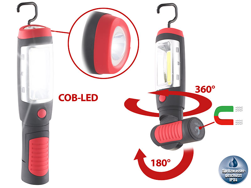 Magnetic COB LED Arbeitsleuchte KFZ Taschenlampe Stablampe Werkstatt  Handlampe