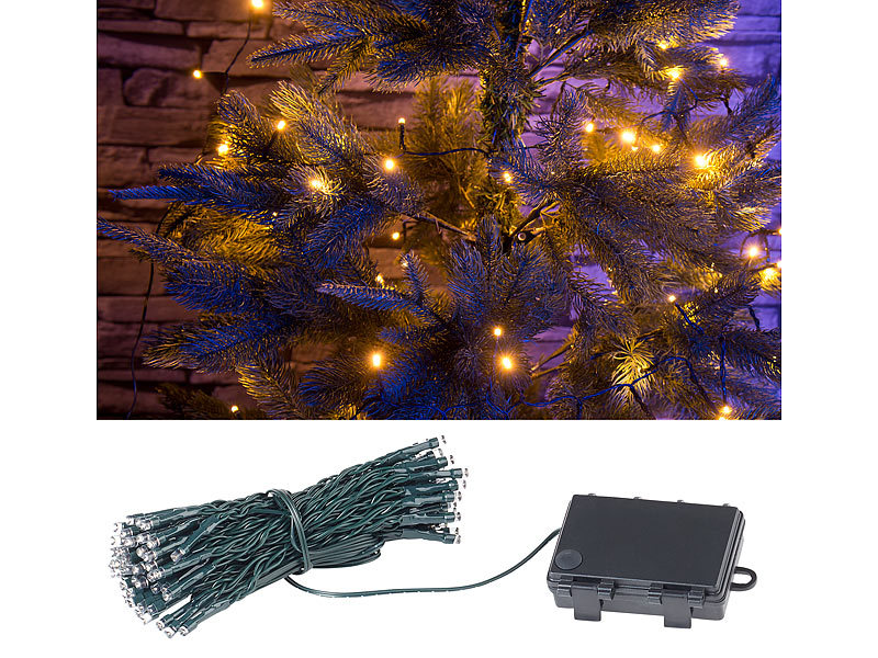 ; LED-Lichterketten für innen und außen, LED-Solar-Lichterketten (warmweiß) 