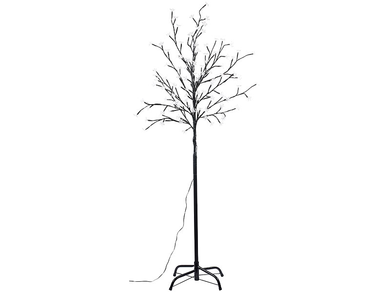 Lunartec Solar-LED-Lichterbaum mit 120 leuchtenden Blüten und Standfuß, 150  cm