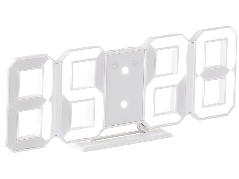 Lunartec 3D-LED-Uhr: Digitale Jumbo-LED-Tisch- & Wanduhr  (Versandrückläufer) (Wanduhr 3D)