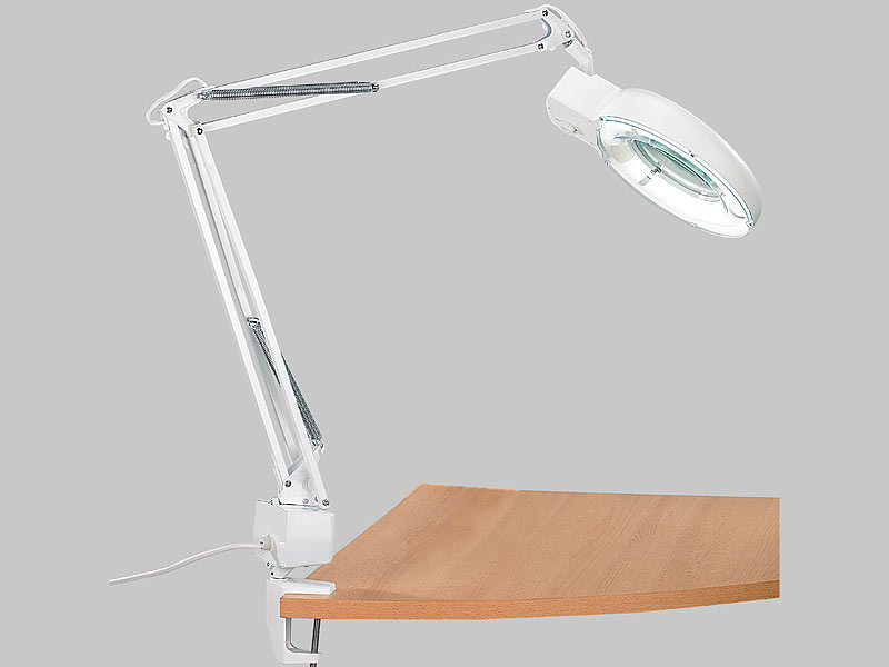 Lunartec Lupenlampe, 22 W, 3 dpt Vergrößerung  Metallkorpus, Weiß; Schreibtischlampen 