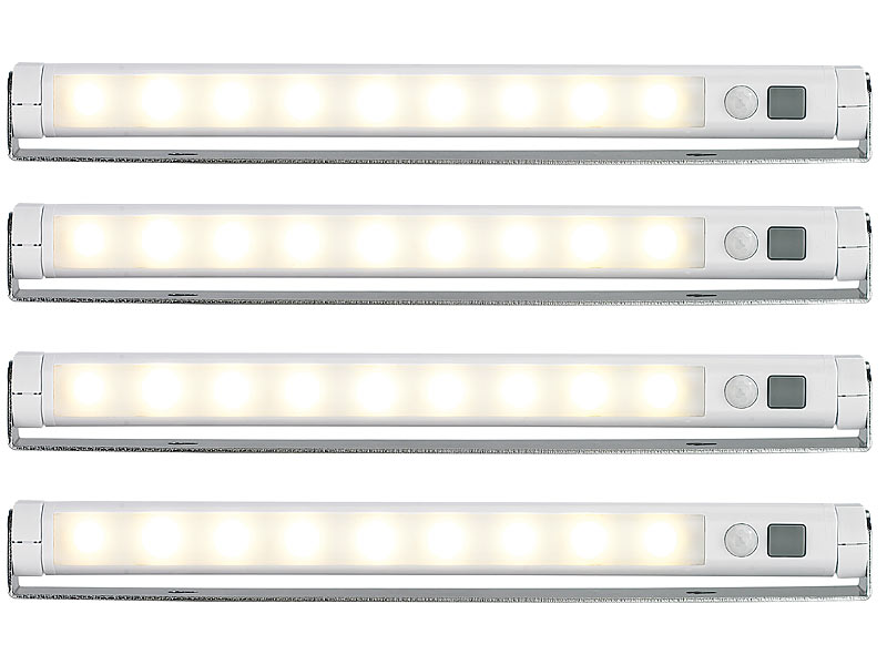 Schwenkbare LED-Lichtleiste, PIR-Bewegungsmelder, 9 SMD-LEDs, warmweiß -  Ihr Elektronik-Versand in der Schweiz