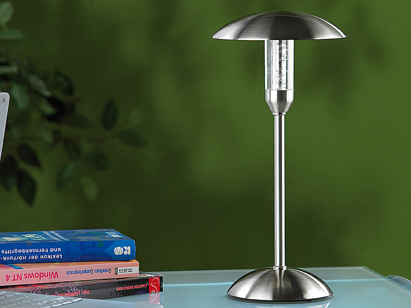 Lunartec LED-Tischlampe aus gebürstetem Edelstahl; Schreibtischlampen Schreibtischlampen 