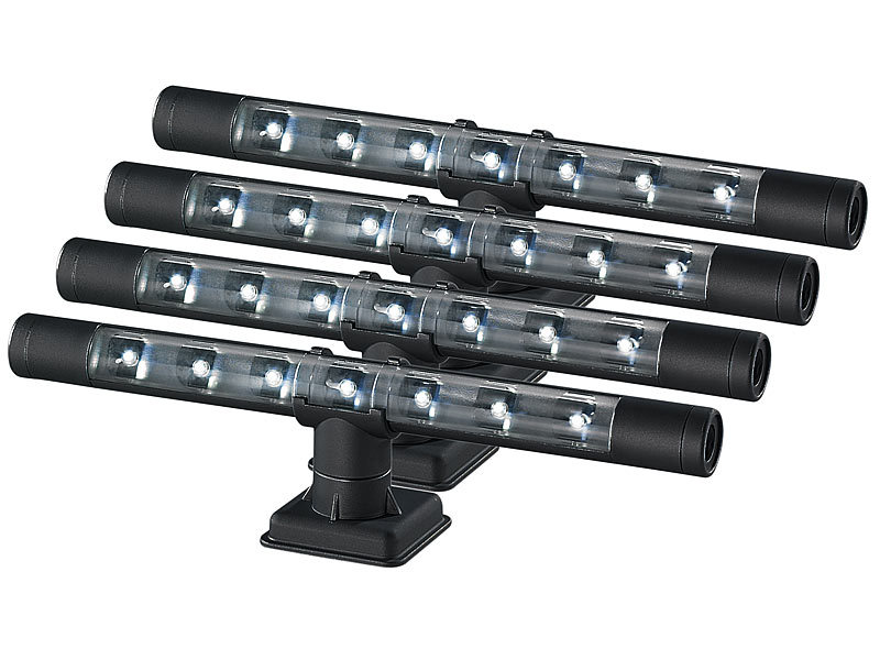 Lunartec Flexible kaltweiße 4in1-LED-Unterbauleuchte, 4er-Set, schwarz; LED Lichtleisten LED Lichtleisten LED Lichtleisten 