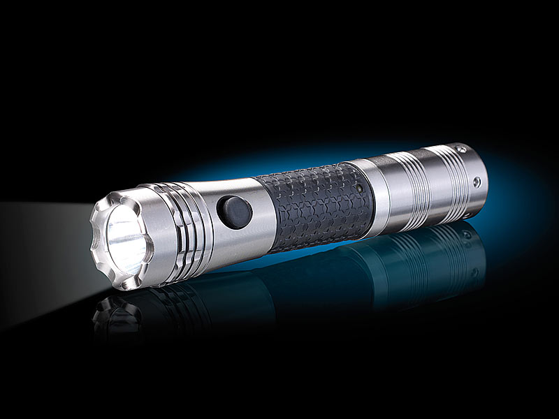 Lunartec Kfz-Taschenlampe mit Akku, 1 W-Premium-LED & 12 V-Anschluss; LED-Taschenlampen LED-Taschenlampen LED-Taschenlampen LED-Taschenlampen 