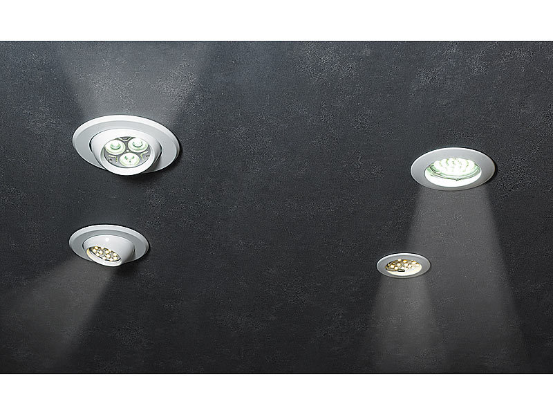 ; LED-Spots GU5.3 (warmweiß), LED-Unterbau-Leuchten mit Fernbedienung 