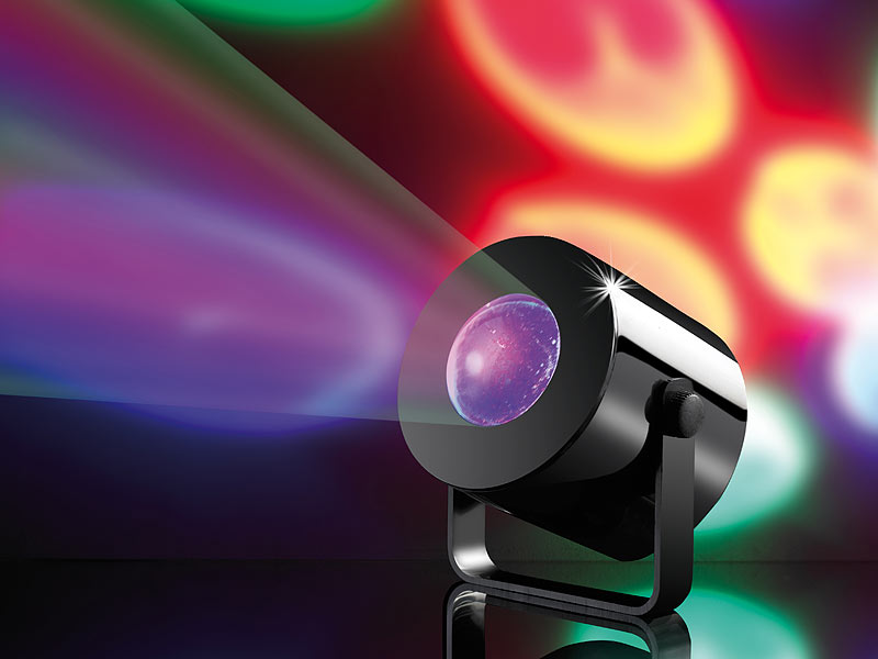 Lunartec Mobiles Mini-LED-Discolicht mit Batterie-Betrieb; Stimmungs-Licht-Projektor Stimmungs-Licht-Projektor Stimmungs-Licht-Projektor Stimmungs-Licht-Projektor 