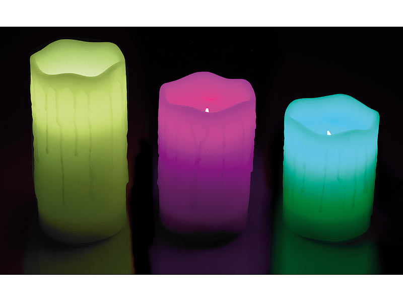 ; Wachskerze mit LEDs, bunt Wachskerze mit LEDs, bunt 