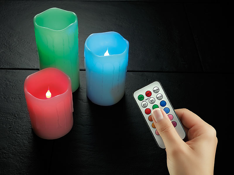 ; Wachskerze mit LEDs, bunt Wachskerze mit LEDs, bunt 