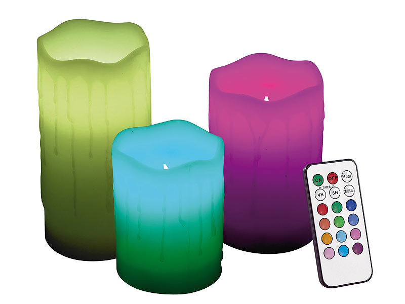; Wachskerze mit LEDs, bunt Wachskerze mit LEDs, bunt 