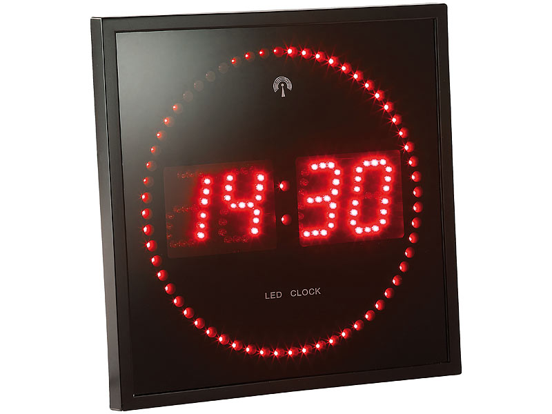 ; LED-Funk-Wanduhren mit Temperaturanzeigen 
