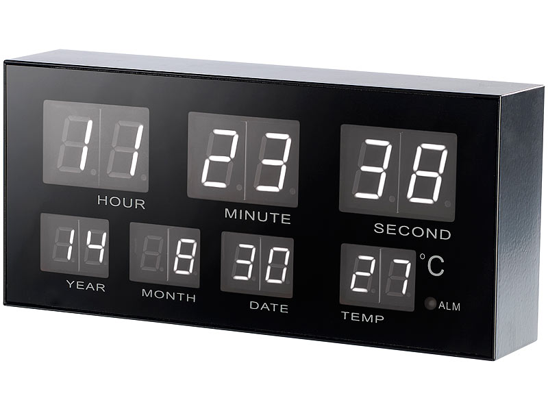 ; LED-Funk-Wanduhren mit Temperaturanzeigen 