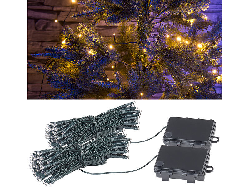 ; LED-Lichterketten für innen und außen, LED-Solar-Lichterketten (warmweiß) 