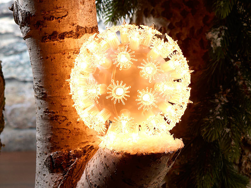 Lunartec  Dekorative Leuchtkugel mit 50 Birnchen, 12 cm; LED-Lichterketten LED-Lichterketten LED-Lichterketten LED-Lichterketten 