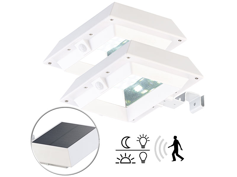 ; LED-Solar-Außenlampen mit PIR-Sensoren (neutralweiß) LED-Solar-Außenlampen mit PIR-Sensoren (neutralweiß) 