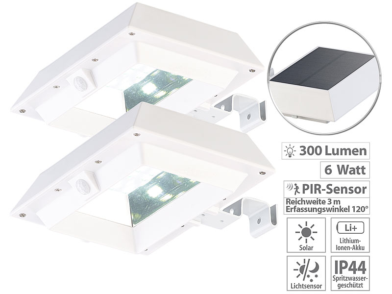 ; LED-Solar-Außenlampen mit PIR-Sensoren (neutralweiß) LED-Solar-Außenlampen mit PIR-Sensoren (neutralweiß) 