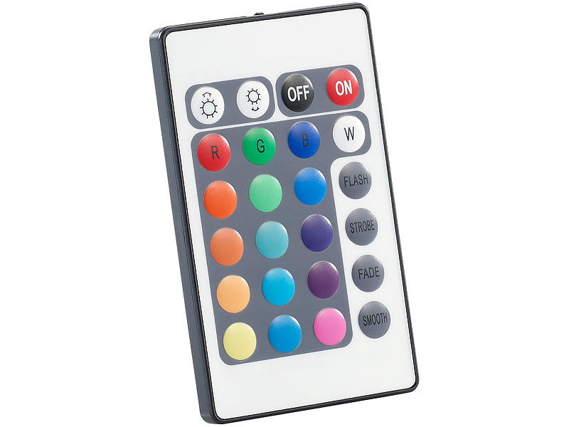 ; LED-Spots GU5.3 (warmweiß), LED-Disco-Tropfen E27 mit Farbwechsel (RGBW) 