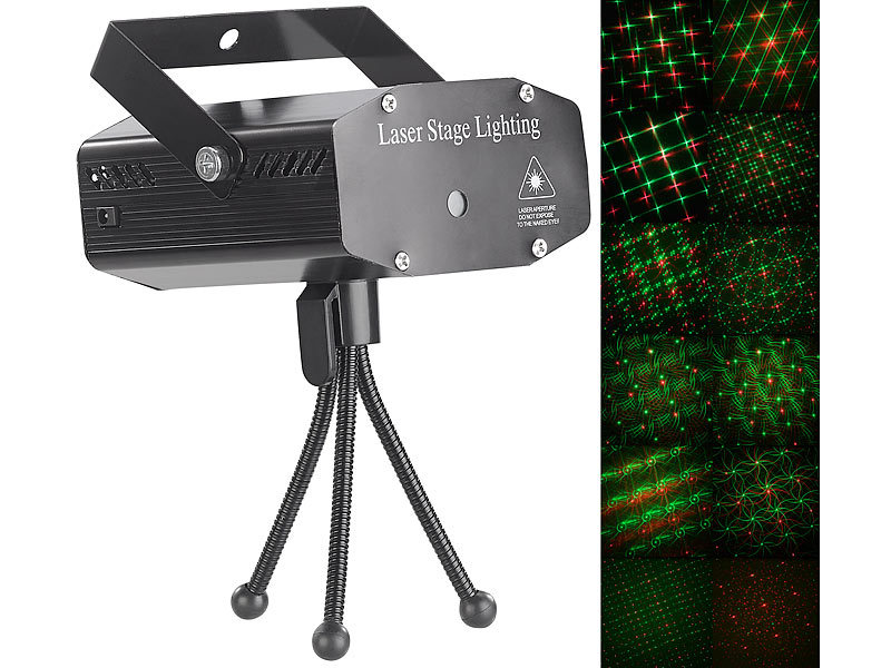 Lunartec Weihnachtslaser: Laser-Projektor mit 12 LEDs, 8 Licht-Effekte,  Timer, Fernbed., IP65 (Laserstrahler)