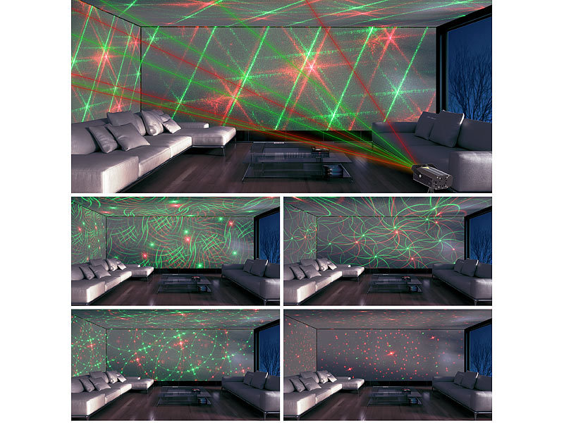 Lunartec Weihnachtslaser: Laser-Projektor mit 12 LEDs, 8 Licht-Effekte,  Timer, Fernbed., IP65 (Laserstrahler)