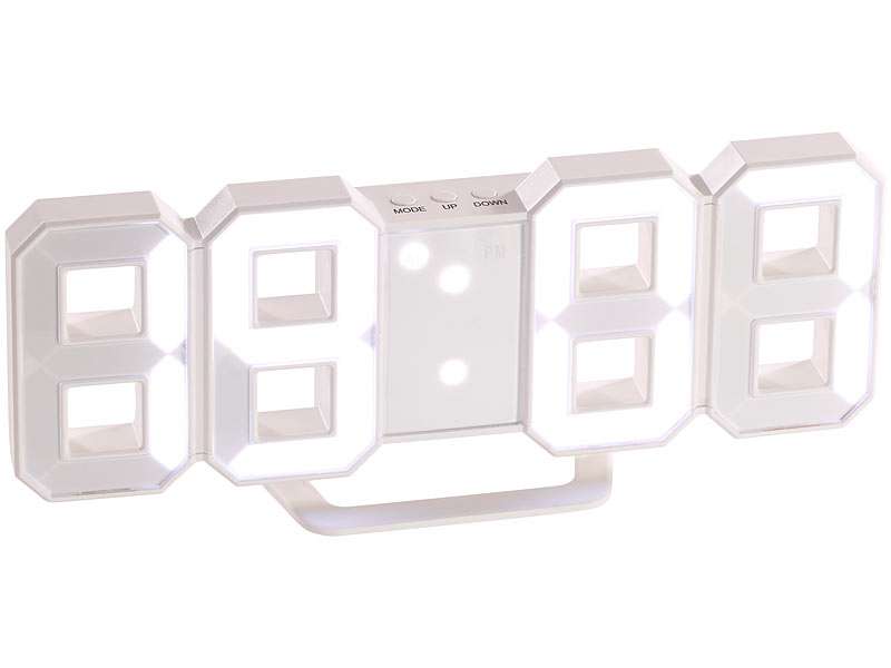 Lunartec Große Digital-LED-Tisch & Wanduhr, 7 Segmente, dimmbar