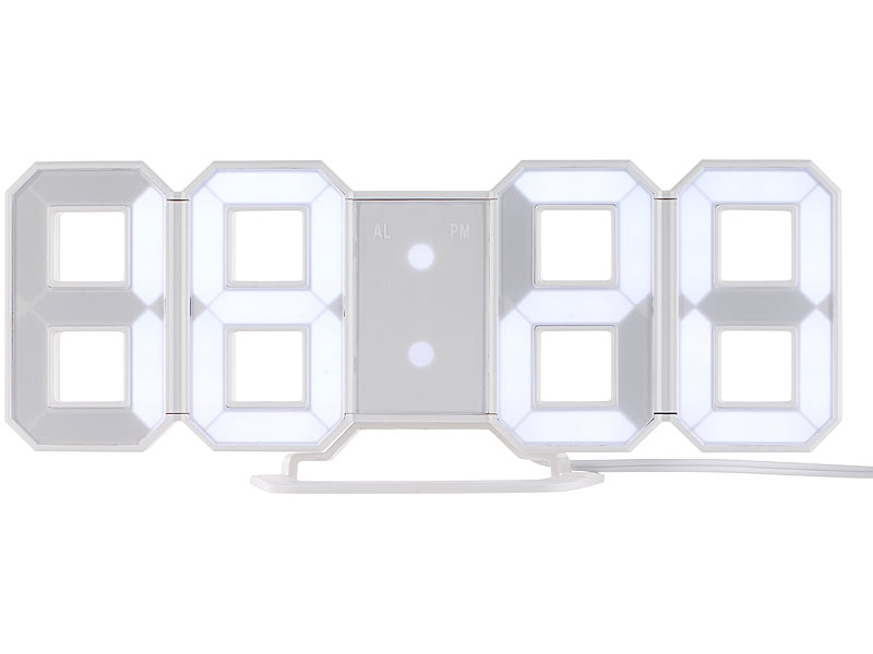 ; LED-Funk-Wanduhren mit Temperaturanzeigen, Kompakte 3D-Wand- und Tischuhr mit 7-Segment-LED-Anzeige LED-Funk-Wanduhren mit Temperaturanzeigen, Kompakte 3D-Wand- und Tischuhr mit 7-Segment-LED-Anzeige 