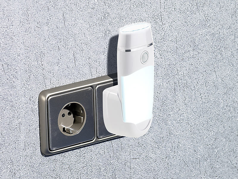 ; LED-Steckdosen-Nachtlicht mit Dämmerungssensor, Solar-LED-Wandlichter mit Nachtlicht-FunktionAkku-LED-Lichtleisten mit Bewegungssensoren 