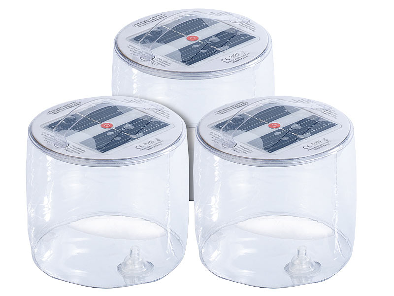 Lunartec Aufblasbare Solarlaterne mit 10 SMD-LEDs, 3er Set; LED Batterie Leuchten LED Batterie Leuchten LED Batterie Leuchten 