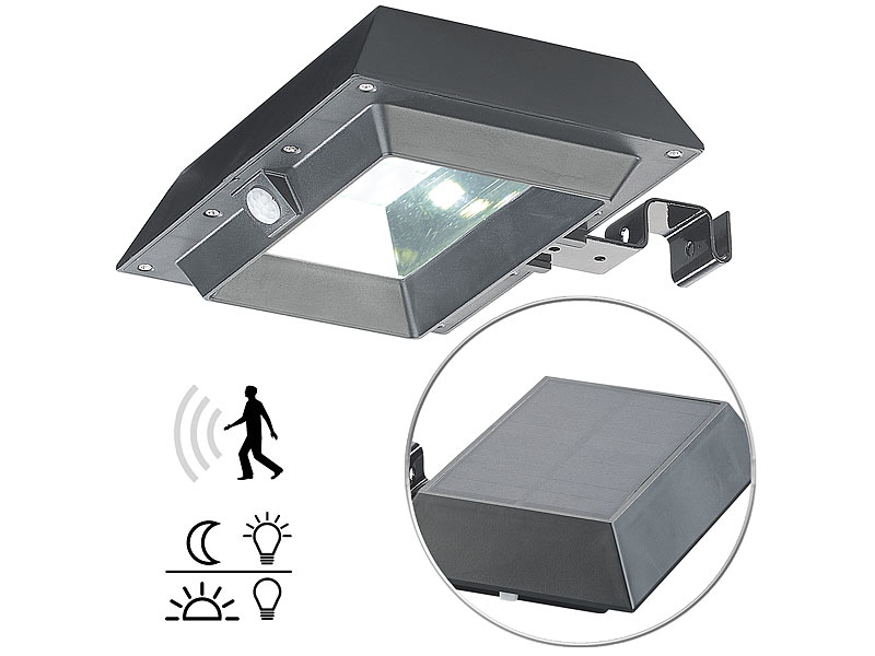 ; LED-Solar-Außenlampen mit PIR-Sensoren (neutralweiß) 