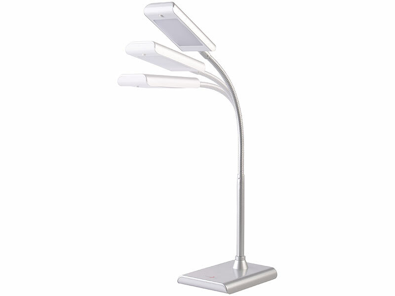 Watt, silbern 5 LED-Schreibtischlampe Schwanenhals, Lunartec mit