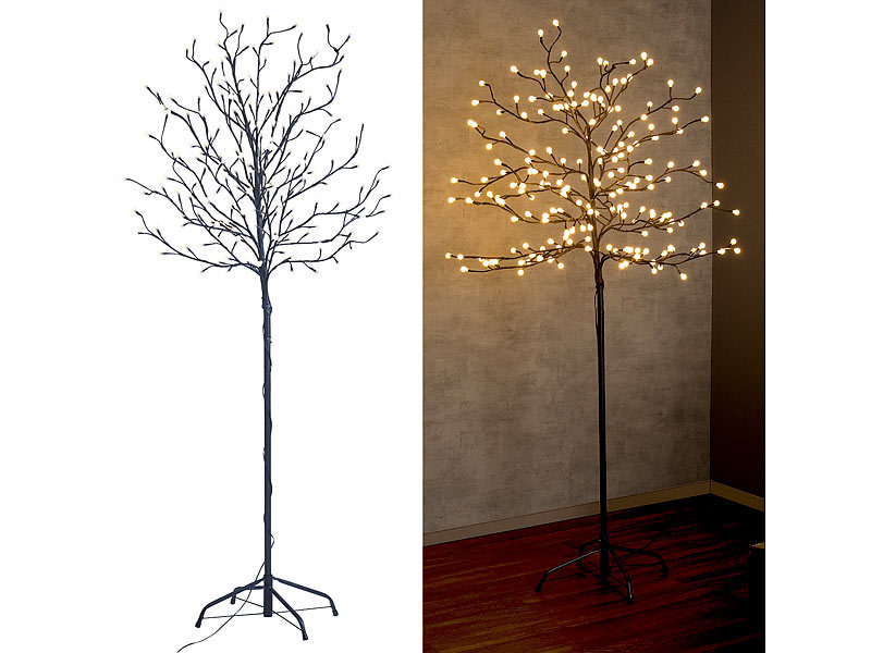 Lunartec LED-Deko-Baum mit 200 beleuchteten Knospen, 150 cm, drinnen &  draußen