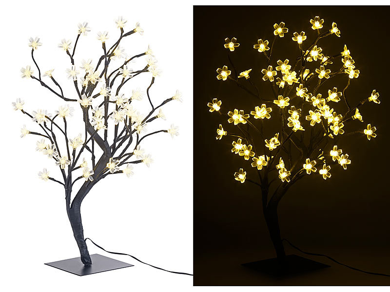 LED-Baum mit 64 beleuchteten Blüten, 45 cm, IP44, für innen