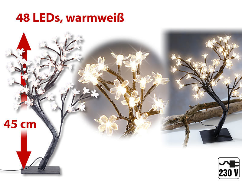 Lunartec LED-Lichterbaum mit 48 leuchtenden Blüten Versandrückläufer