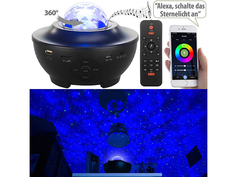 ; SmartHome Sternenlichter, RGB Timer Appsteuerung bunt Fernbedienung Sprachsteuerung dimmbar BluetoothDecken Nap Deckenleuchten Schlummerlichter Music beleuchtete Nachttischlampen Projectoren SleepAstro Kosmos Atmosphäre Skies Kinder Lights Nächte Clouds Stars 