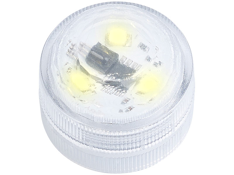 Lunartec 8er-Set Mini-LED-Unterwasser-Dekolichter, warmweiß, mit