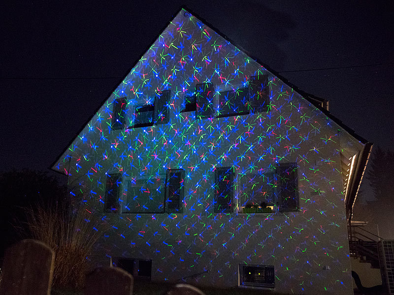 Lunartec RGB-Laserprojektor mit Sternen-Lichteffekt & Fernbedienung,  IP65/IP44